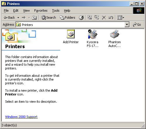 List of printers known to Windows
